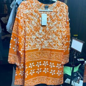 Simi Orange and White Top